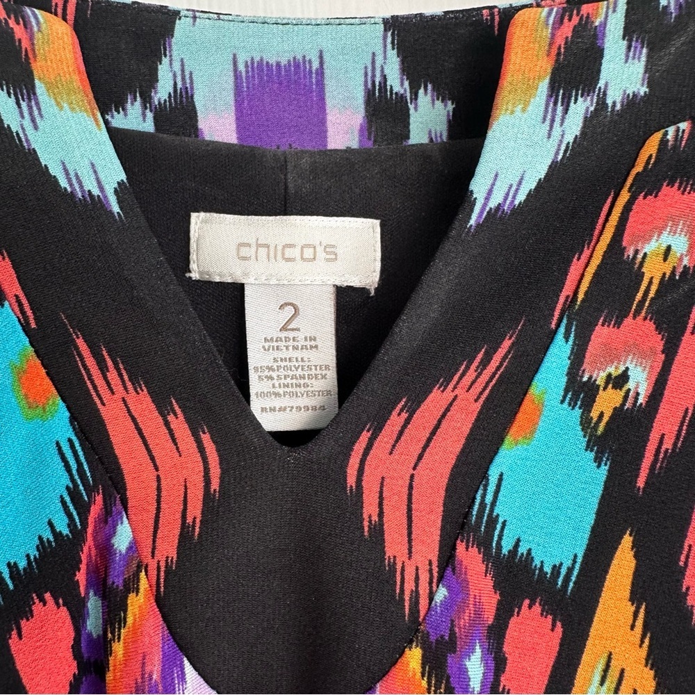 Women Chico's Multicolor Abstract Shift Dress EUC - Picture 4 of 6